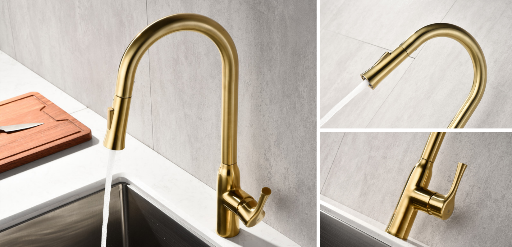 brushed gold kitchen faucet design