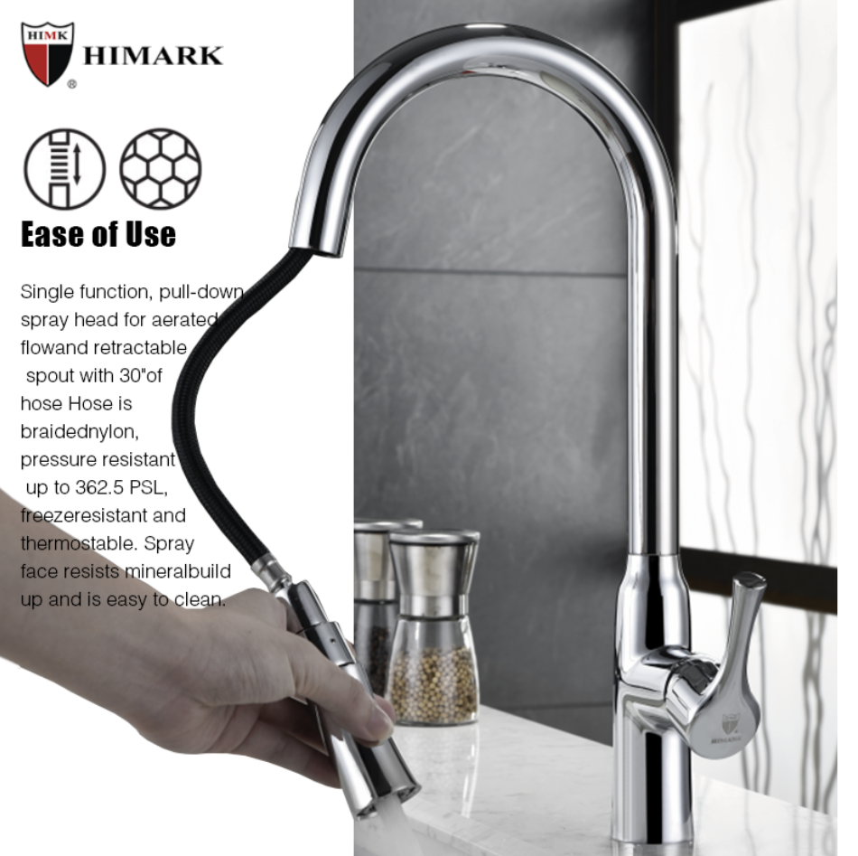 Simple style single handle pull down kitchen sink faucet